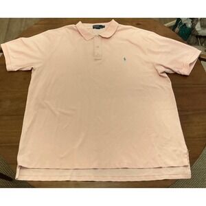 VTG Y2K Polo Ralph Lauren Mens Pink Short Sleeve Polo Shirt 3XLT Spring Easter